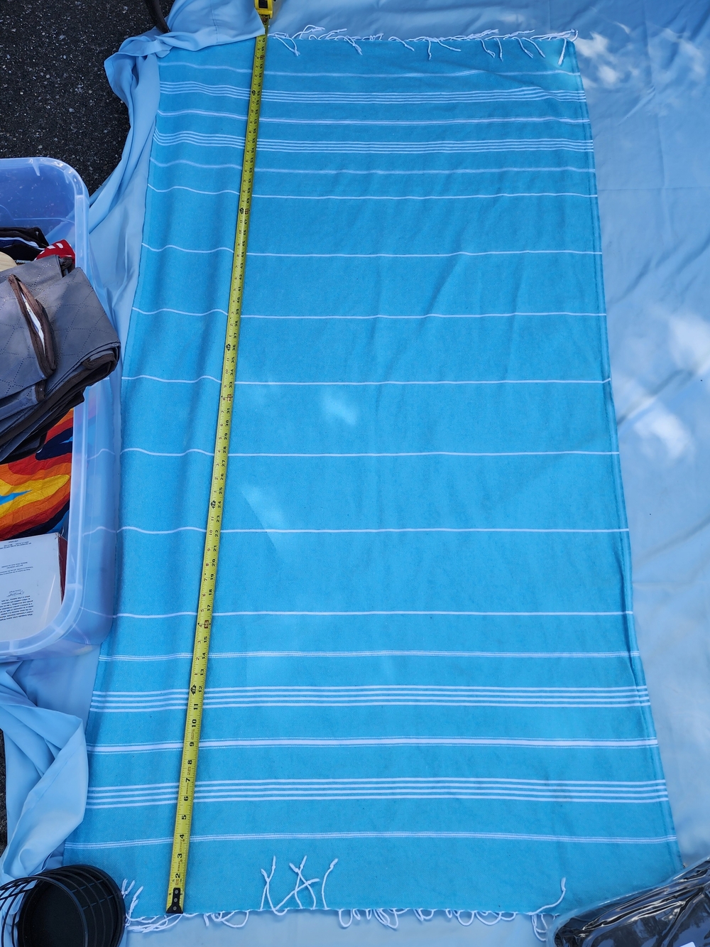Soft Blue Striped Turkish-Style Throw - Lightweight Beach & Bath